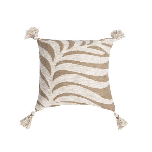 Coussin tissé jacquard  (blanc / naturel)