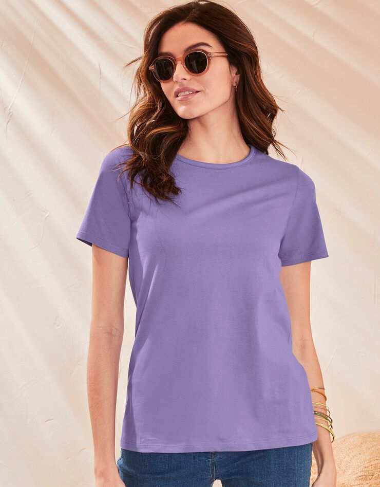Tee-shirt manches courtes uni (mauve)