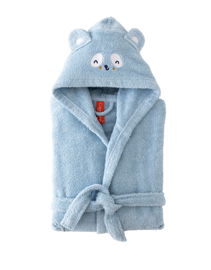 Peignoir de bain enfant panda à capuche éponge coton - 340 g/m² (bleu glacier)