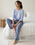 T-shirt pyjama &laquo;&nbsp;charme botanique&nbsp;&raquo; manches longues (bleu)