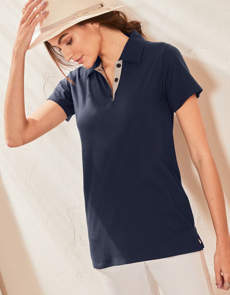 Polo manches courtes bicolore (marine / gris) Polo manches courtes bicolore (marine / gris)