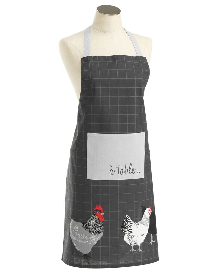 Tablier de cuisine imprimé poules (gris) Tablier de cuisine imprimé poules (gris)