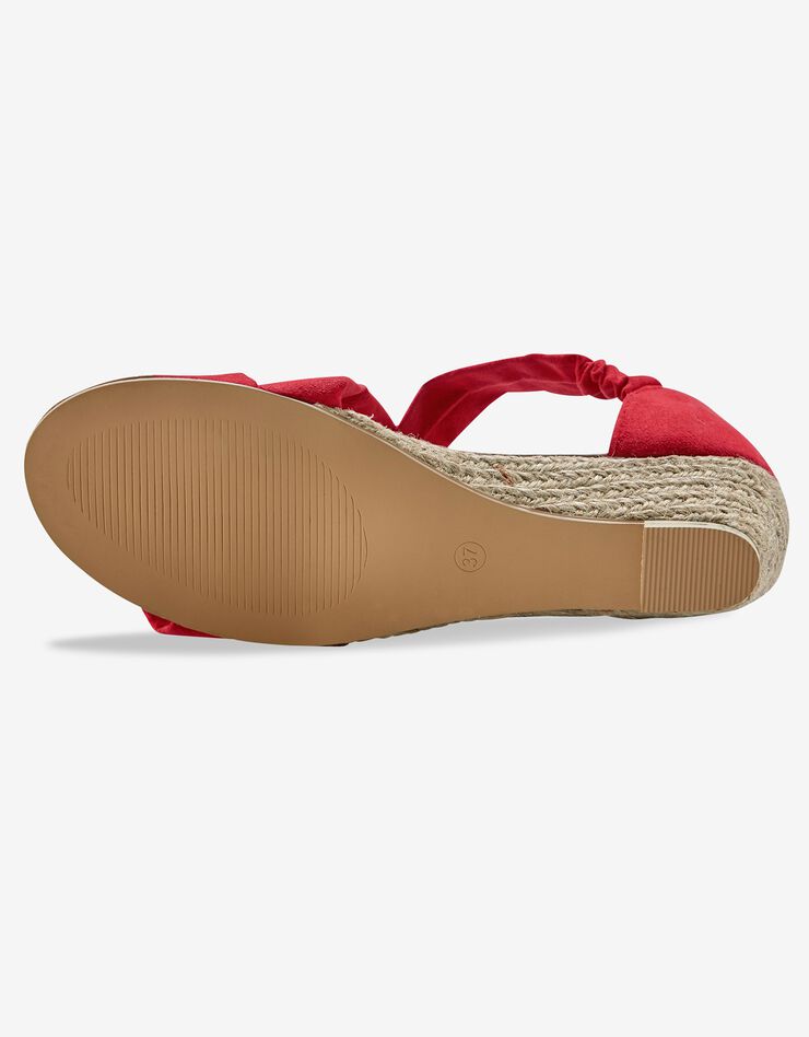 Sandales compensées élastiquées dessus microfibre effet suédine (rouge)
