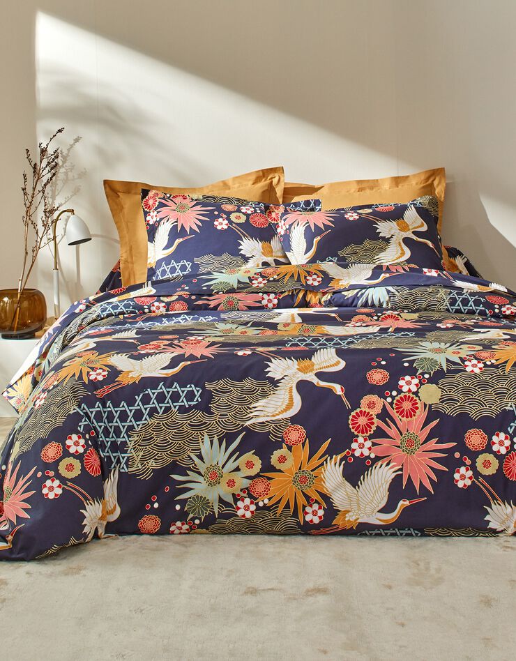 Linge de lit Asia en coton (marine)