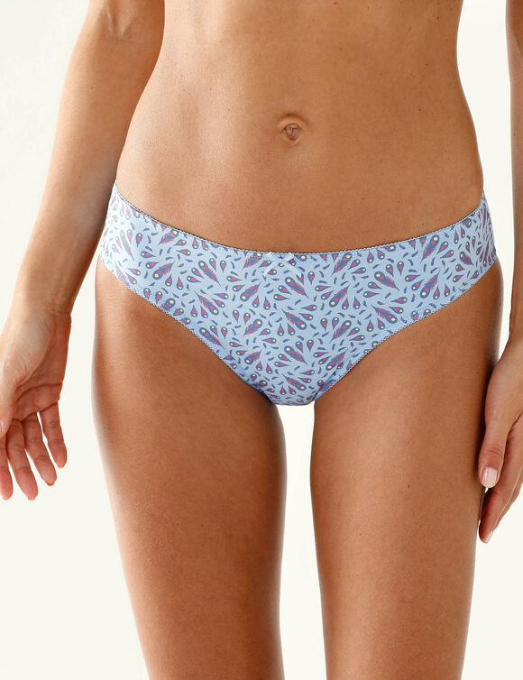 Culotte midi coton imprimé " paon" - lot de 4 (bleu)