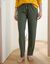 Pantalon pyjama coton uni avec noeud imprim&eacute; floral (kaki)