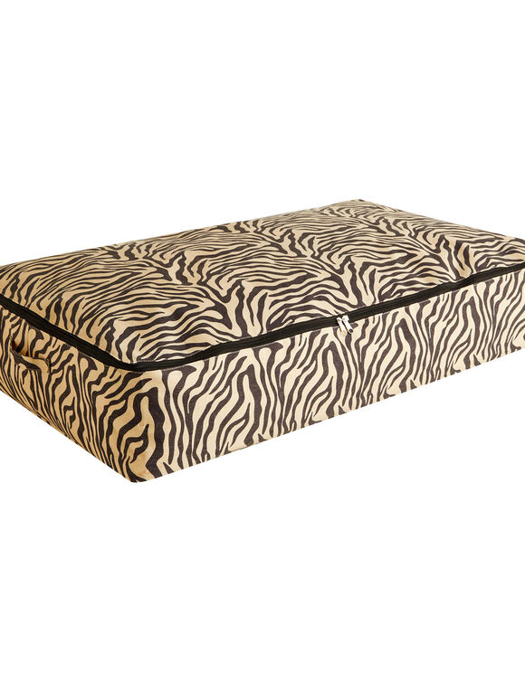 Housse de rangement zipp&eacute;e taille XL imprim&eacute; z&egrave;bre (noir/gr&egrave;ge)