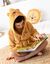 Peignoir de bain enfant à capuche personnalisable ours microfibre (taupe)