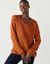 Pull col V &agrave; c&ocirc;tes en biais, maille anglaise (caramel)