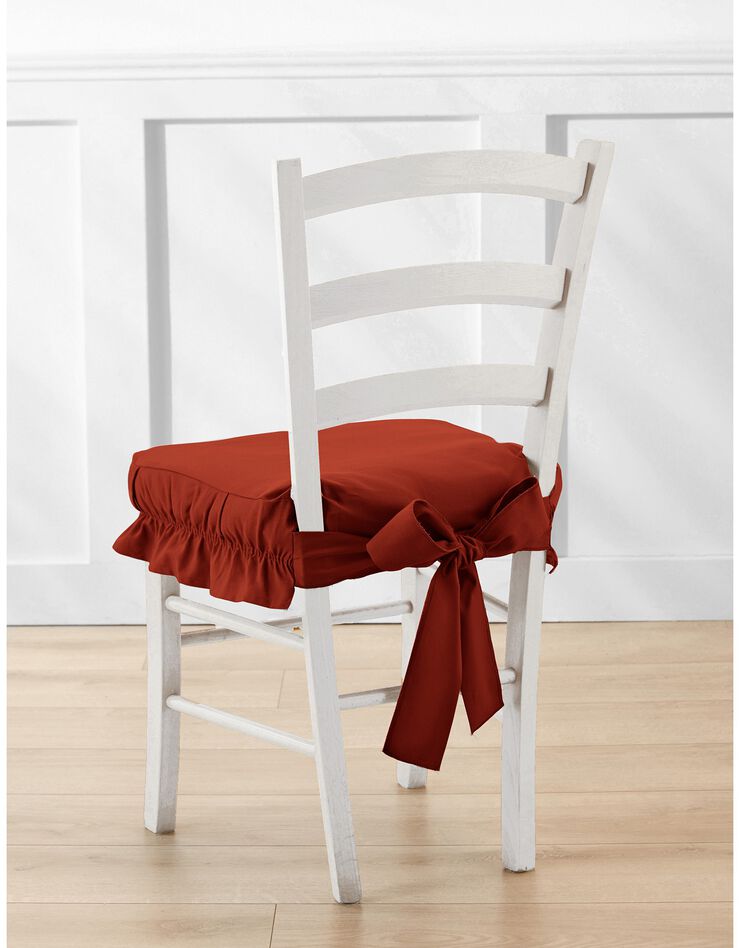 Housse chaise unie volantée coton bachette (terracotta)