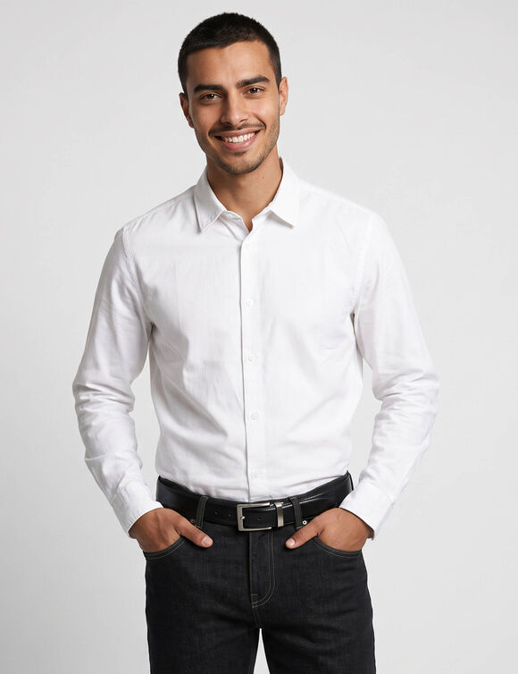 Chemise twill pur coton entretien facile (blanc)