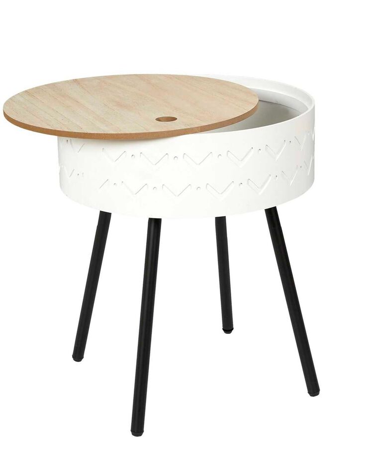 Table d’appoint-coffre déco - pieds métal (blanc)