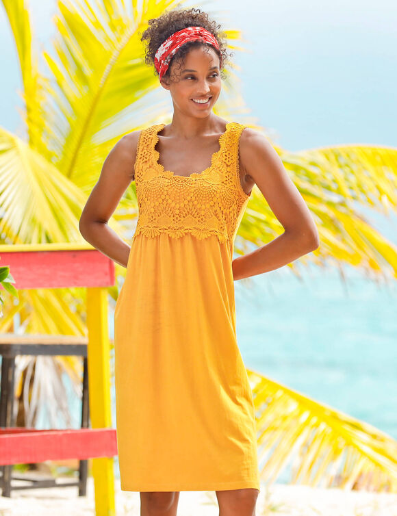 Robe plastron macramé (curry)