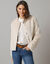 Veste duveteuse boutonn&eacute;e, manches longues (beige)
