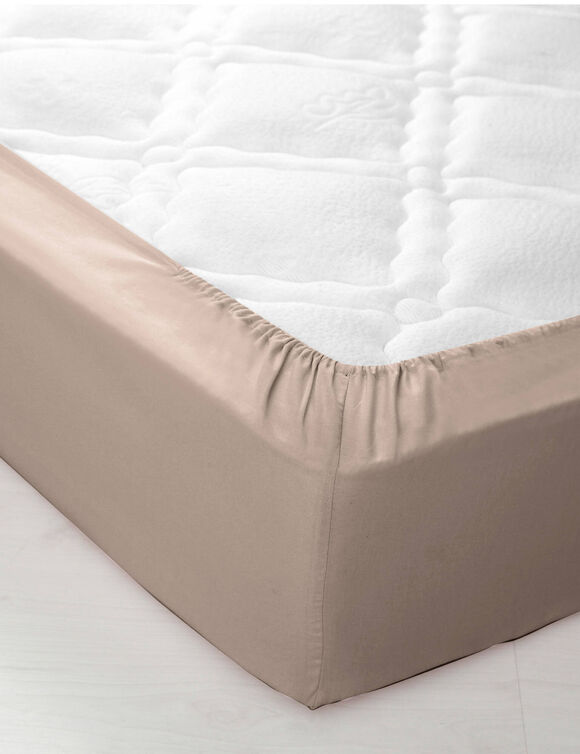 Drap-housse uni polyester - coton bonnet 32 cm (grège)