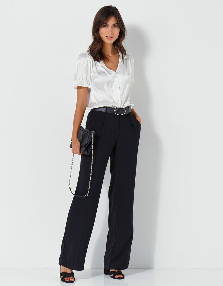 Pantalon droit large, crêpe (noir) Pantalon droit large, crêpe (noir)