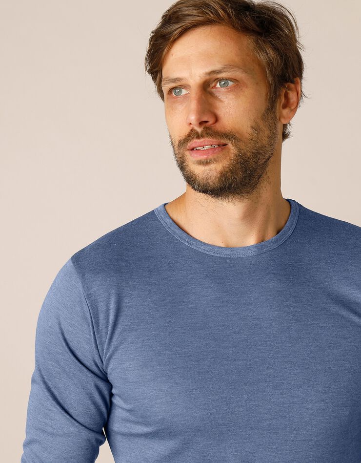 Tee-shirt sous-vêtement homme col rond manches longues dos long polyester - lot de 2 (jeans) Tee-shirt sous-vêtement homme col rond manches longues dos long polyester - lot de 2 (jeans)