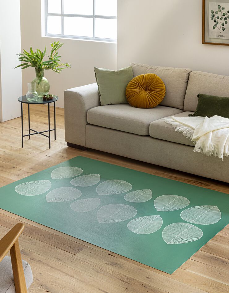 Tapis vinyle décor feuilles (vert) Tapis vinyle décor feuilles (vert)