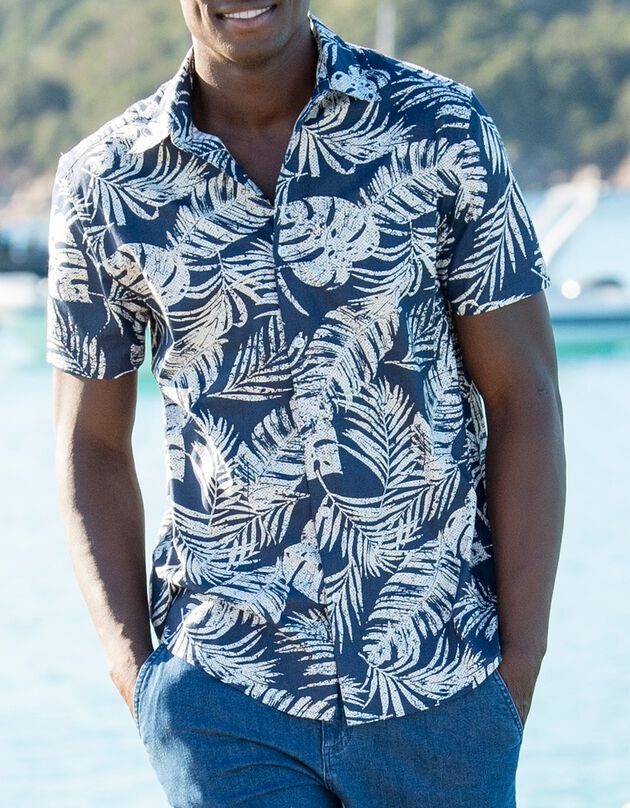 Chemise imprimée manches courtes (marine)