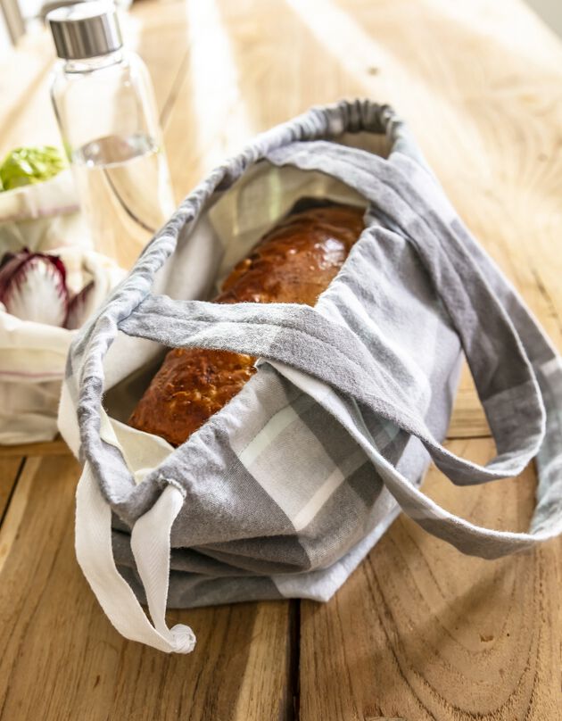 Sac à pain en tissu flanelle - collection upcycling (gris)