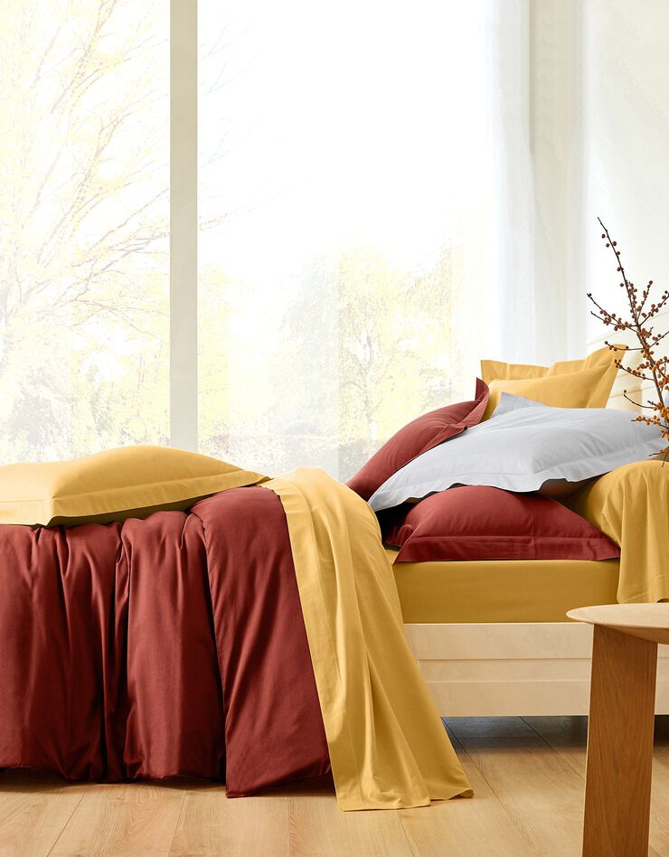 Linge de lit uni polyester-coton Colombine (terracotta)