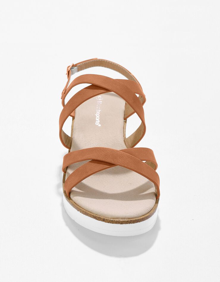 Sandales compensées effet liège à brides croisées (caramel) Sandales compensées effet liège à brides croisées (caramel)
