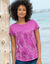 T-shirt imprimé col rond, manches courtes (violine / prune)