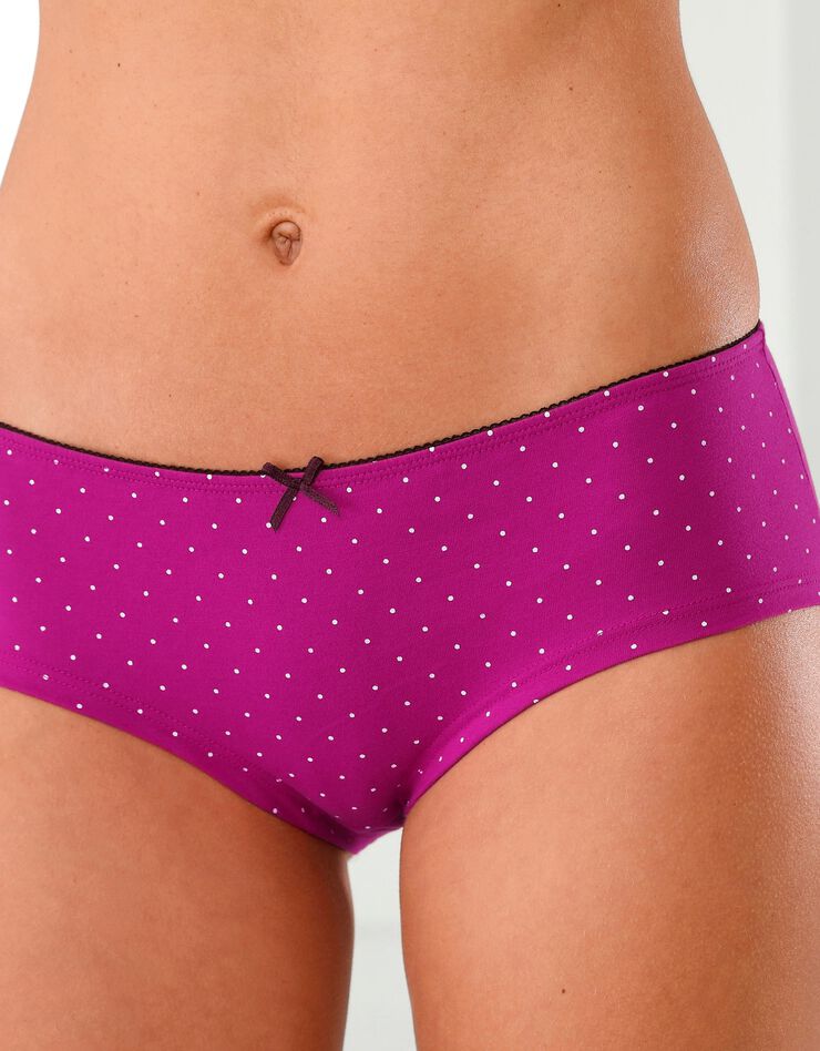Shorty imprimé «flocons» en coton – Lot de 4 assortis (prune / fuchsia) Shorty imprimé «flocons» en coton – Lot de 4 assortis (prune / fuchsia)
