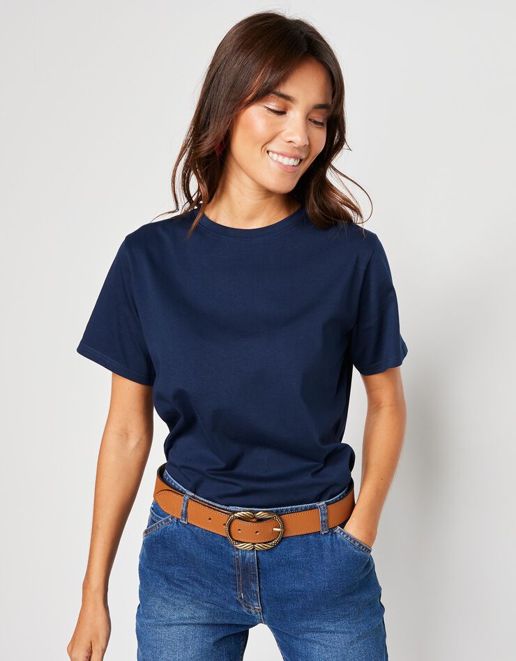 Tee-shirt "loose" en coton, uni (marine) Tee-shirt "loose" en coton, uni (marine)
