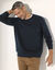 Pull pur coton col rond manches longues (marine chiné)