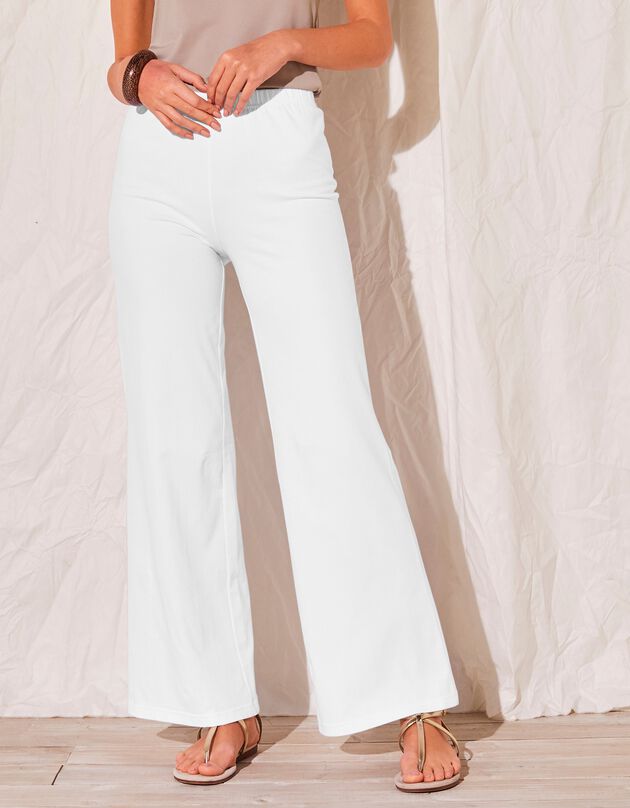 Pantalon large maille fluide (blanc)