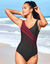 Maillot de bain 1 pièce à bandes (noir / rouge)