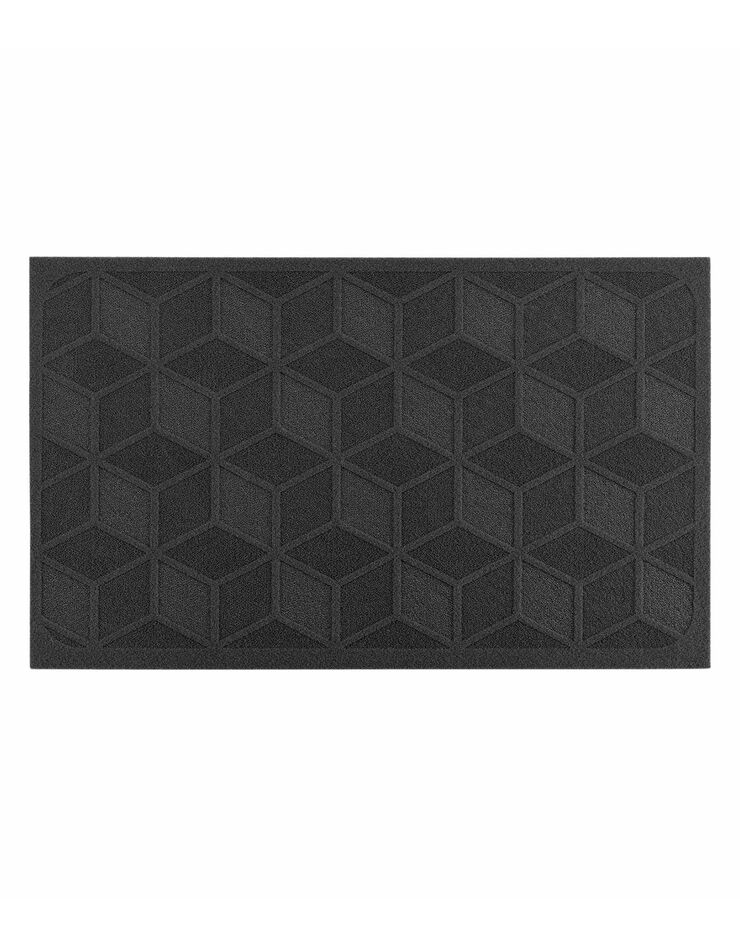 Tapis d'entrée rectangulaire, motif graphique reliefé (noir)