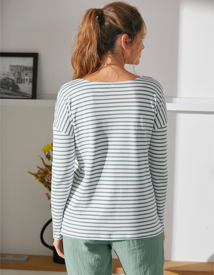 Tee-shirt marinière col bateau (blanc / vert) Tee-shirt marinière col bateau (blanc / vert)