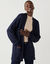 Gilet long ouvert, maille anglaise (marine)