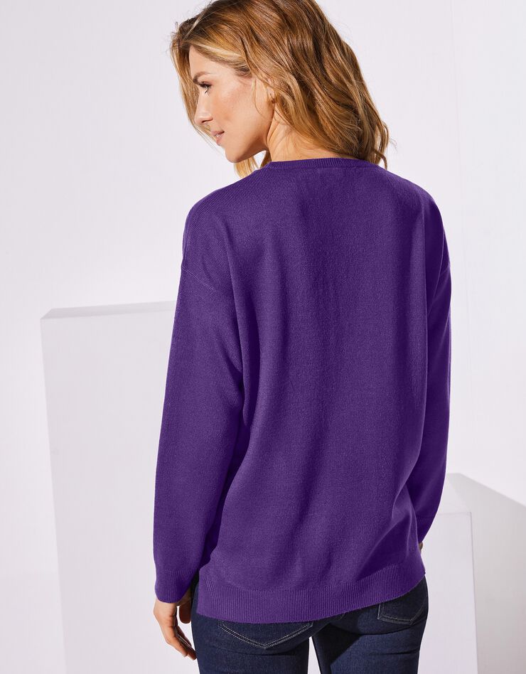 Pull jacquard étoiles toucher cachemire (violet) Pull jacquard étoiles toucher cachemire (violet)