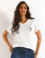 T-shirt manches courtes, imprim&eacute; poitrine palmiers (&eacute;cru / chocolat)