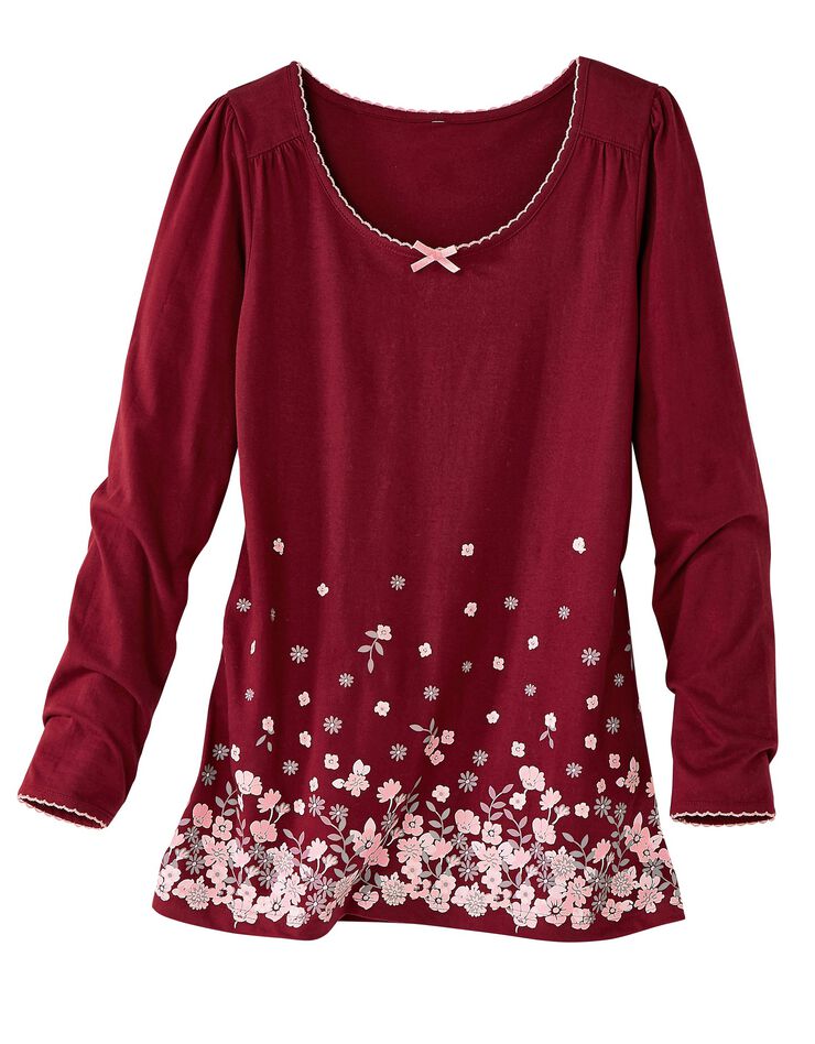 Tee-shirt imprimé fleurs - manches longues (cerise)
