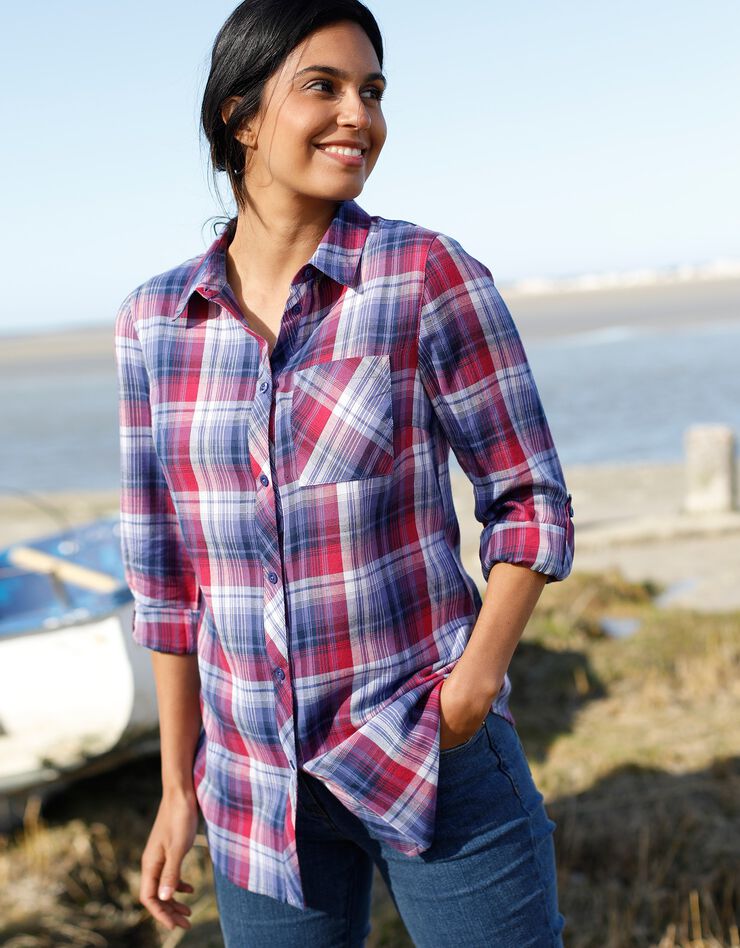 Chemise flanelle à carreaux (violine / marine) Chemise flanelle à carreaux (violine / marine)