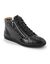 Basket montantes zipp&eacute;es en cuir souple effet textur&eacute; (noir)