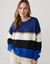 Pull col rond ray&eacute;, toucher doux (marine / &eacute;cru)