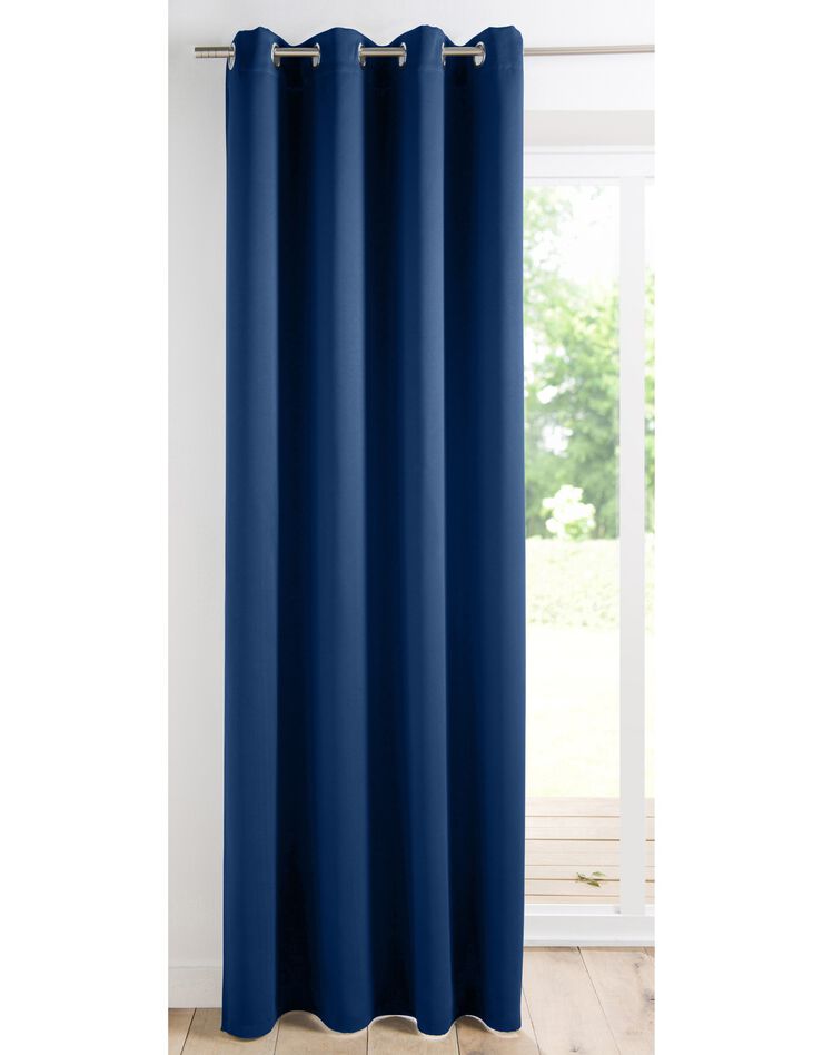 Rideau occultant uni satiné finition oeillets (bleu marine) Rideau occultant uni satiné finition oeillets (bleu marine)