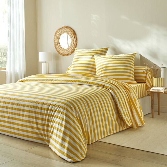 Linge de lit Romy rayé - en coton (jaune)