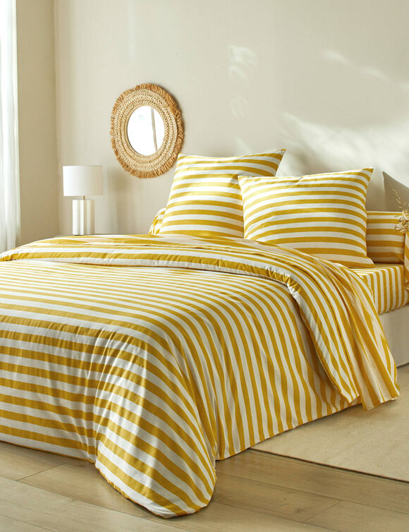 Linge de lit Romy rayé - en coton (jaune)
