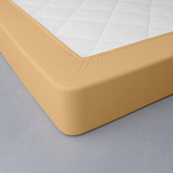 Drap-housse uni percale bonnets 40 cm (miel)
