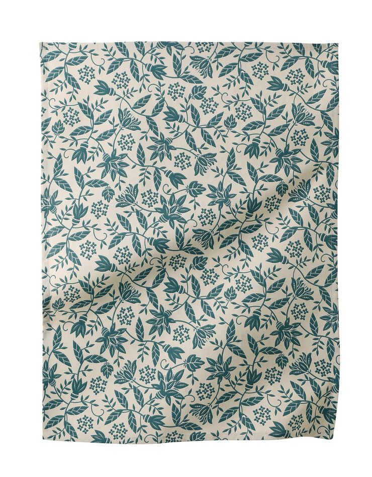 Torchon imprimé fleurs indiennes et rayures - lot de 3 (bleu + jaune) Torchon imprimé fleurs indiennes et rayures - lot de 3 (bleu + jaune)