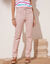 Pantalon effet ventre plat, coton stretch (rose poudré)