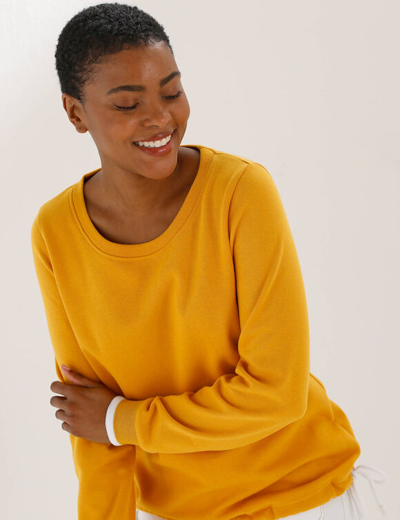 Sweat molleton, liens couliss&eacute;s (curry)