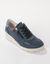 Baskets à lacets grande largeur, en cuir avec empiècements extensibles. (bleu)