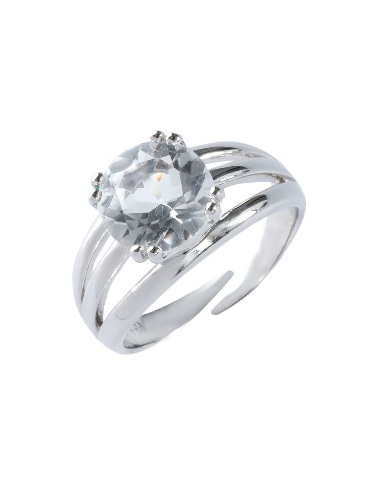 Bague réglable argent et pierre en Cristal de Roche (argent)